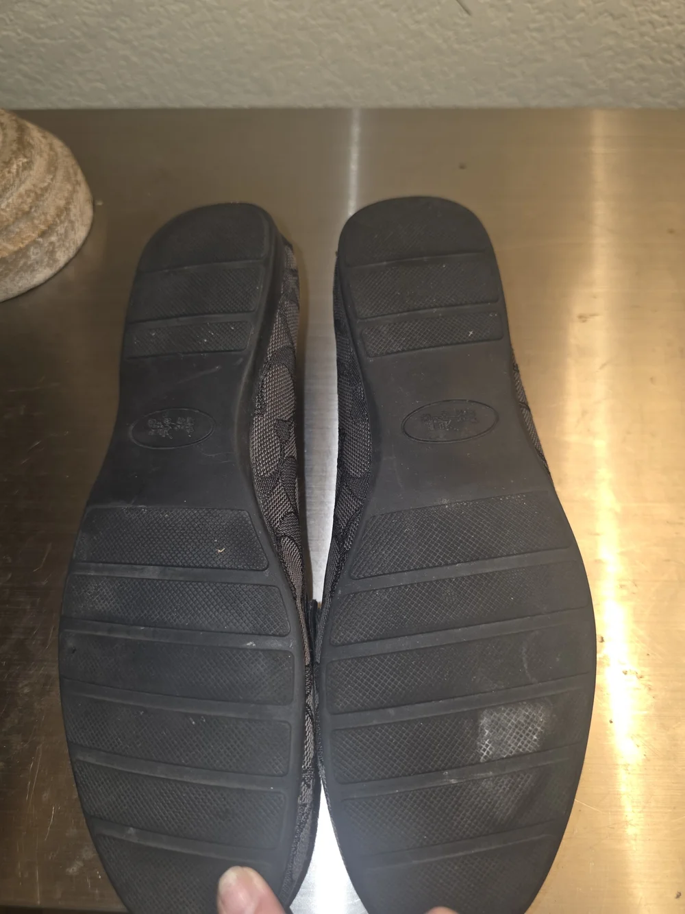 Coach Black Signature Canvas Loafers with Metal Bit